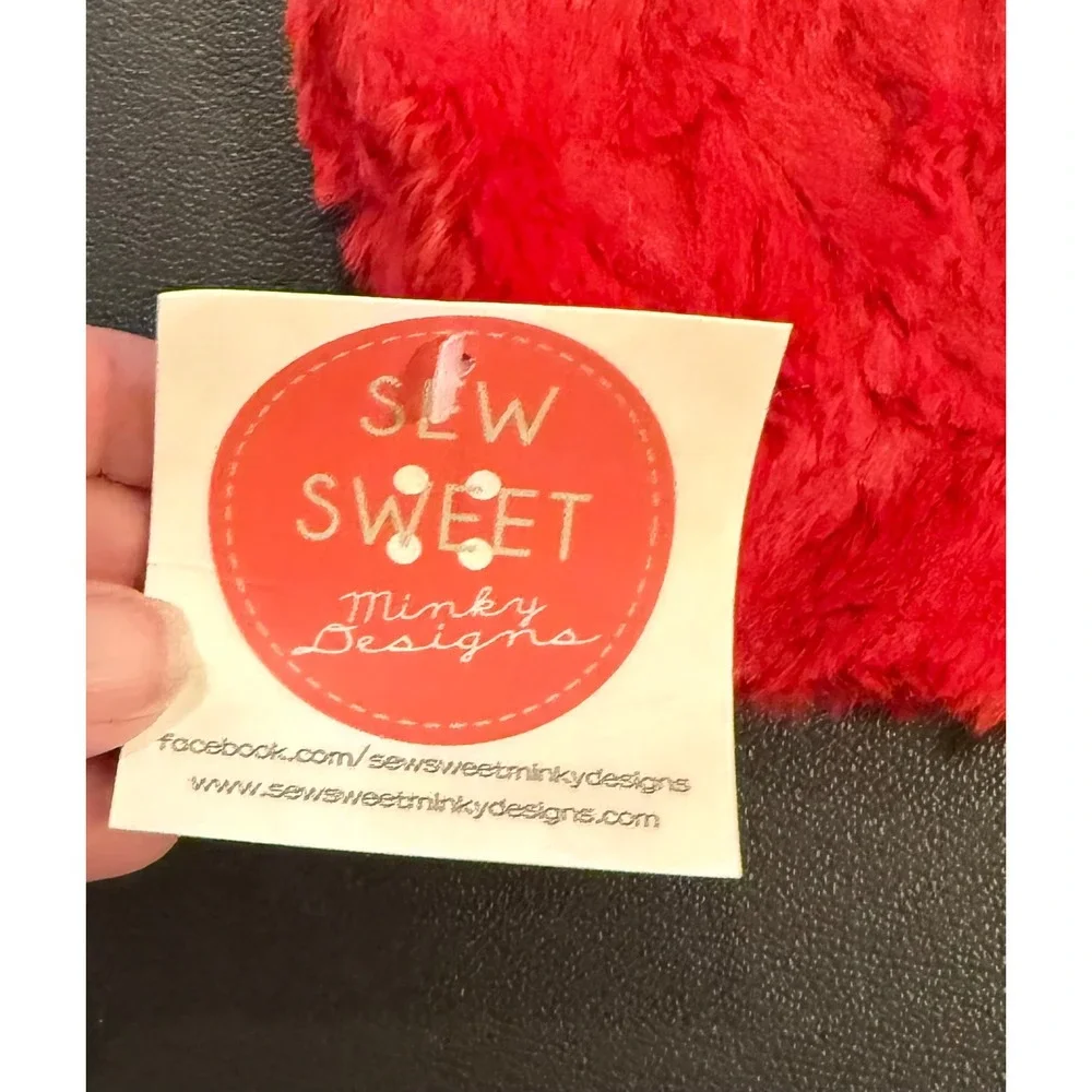 Sew Sweet Minky Designs Travel Neck Pillow Cover Red Plush Soft Luxury Cozy NEW